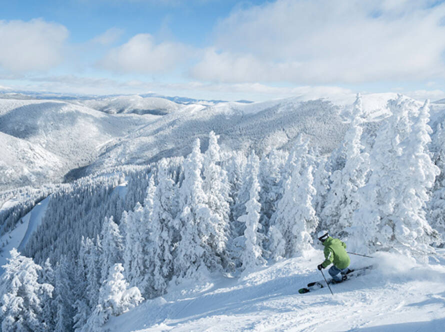 Skier skiing down mountain