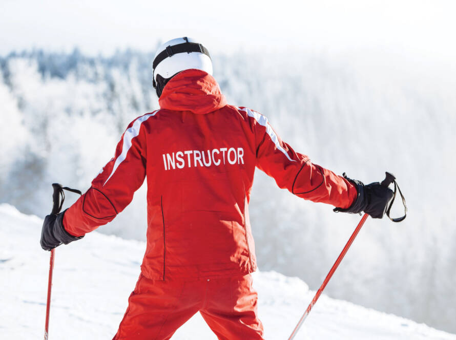 Snow instructor on mountain