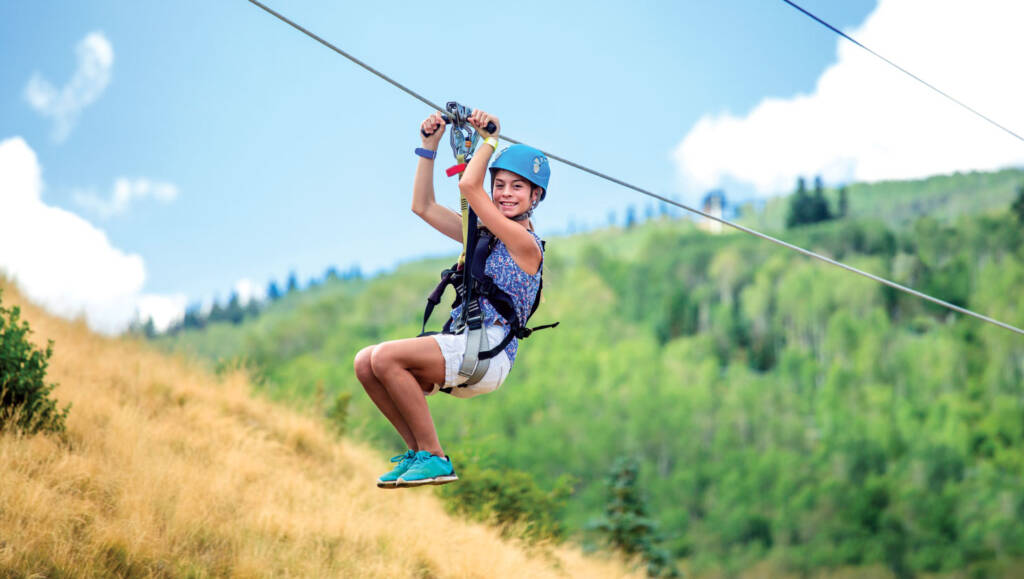 Girl on zip line