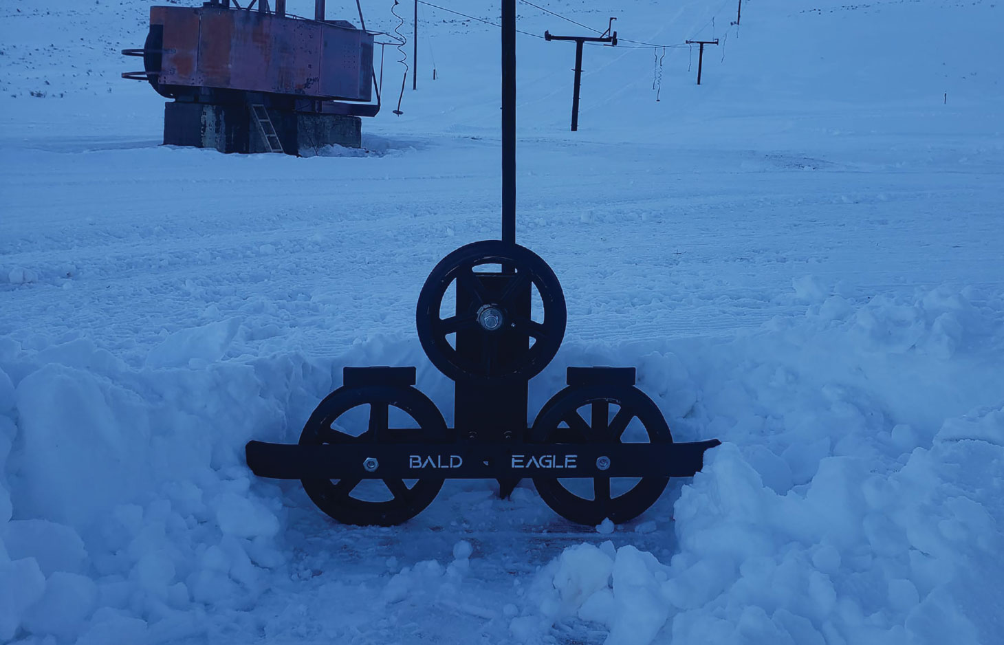 Lift parts sitting in snow