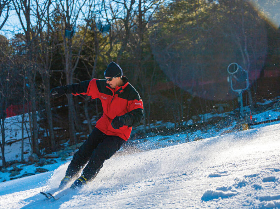 Skiing on snow with no poles