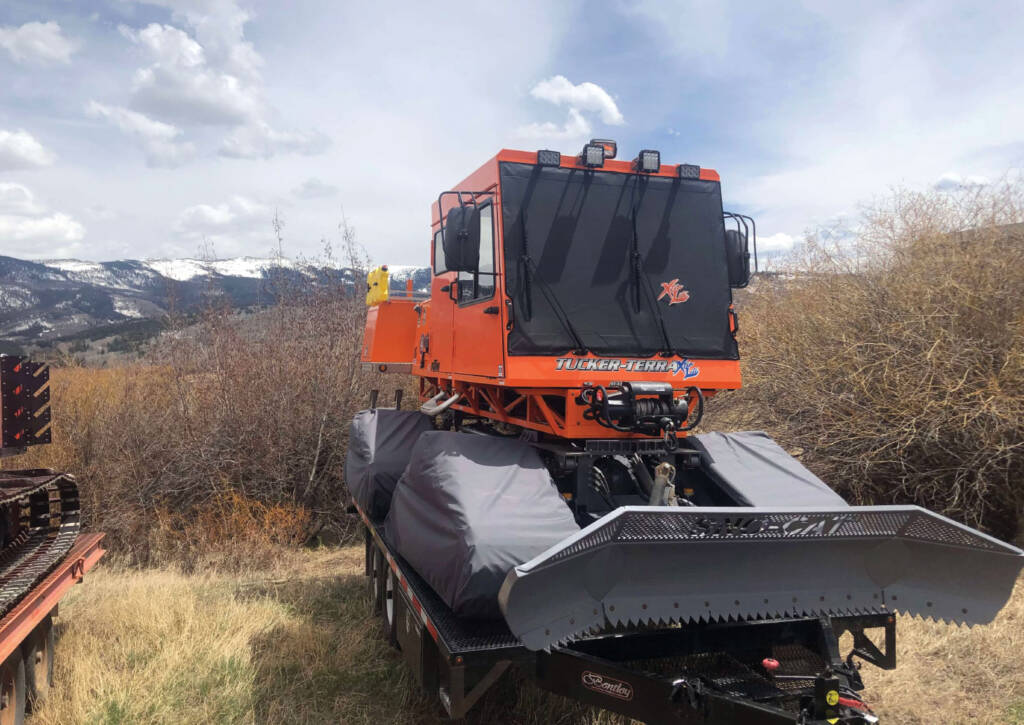 Snowcat sitting on trailer