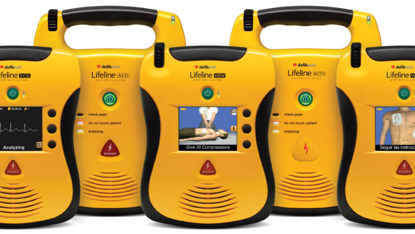 Various automated external defibrillator's (AED's) on display