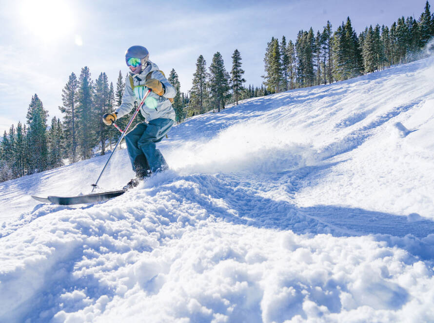 Person skiing in snow