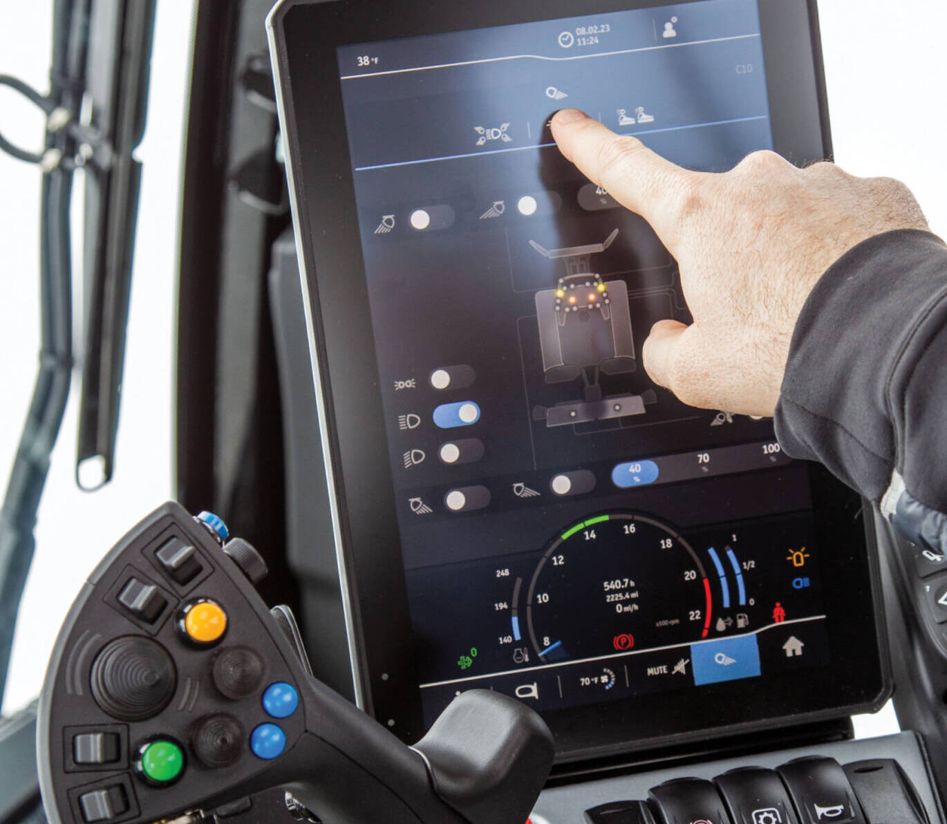 Operating software tablet with finger