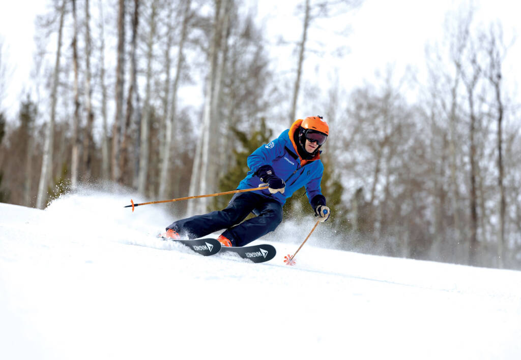 Joel Gratz skiing in soft snow