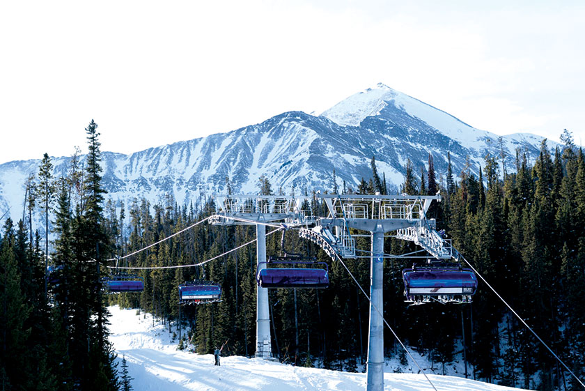 New skilift with moutainscape in background