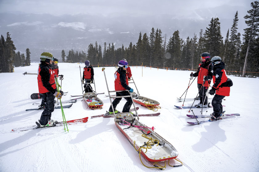National Ski Patrol patrollers on the slopes