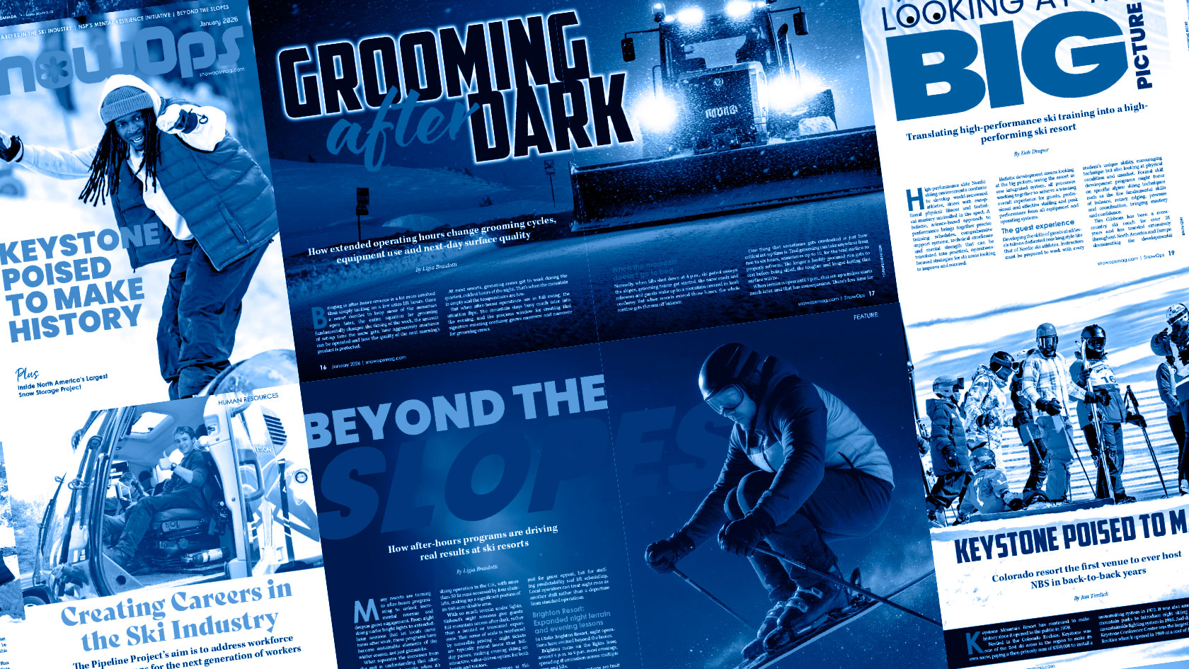 Collage of various pages from issue #1, 2026