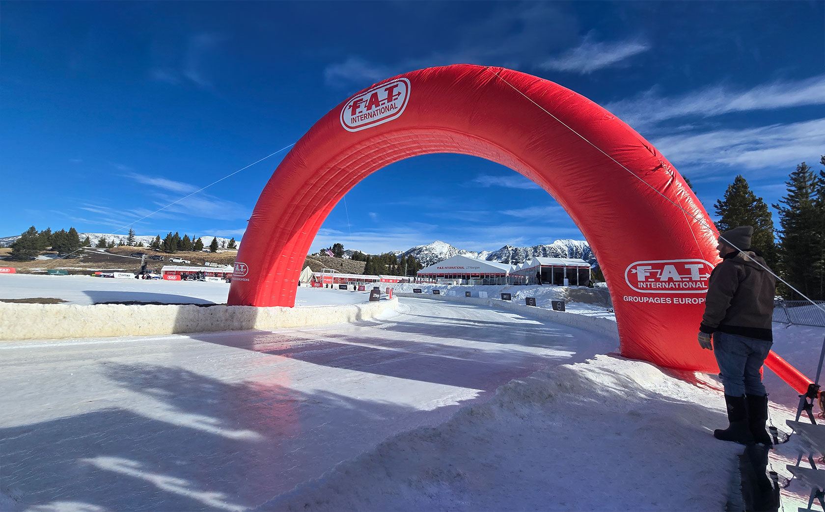 Well-groomed ice track under bright sun