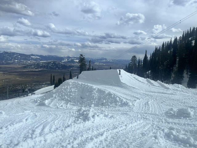 Large jump ramps in snow park