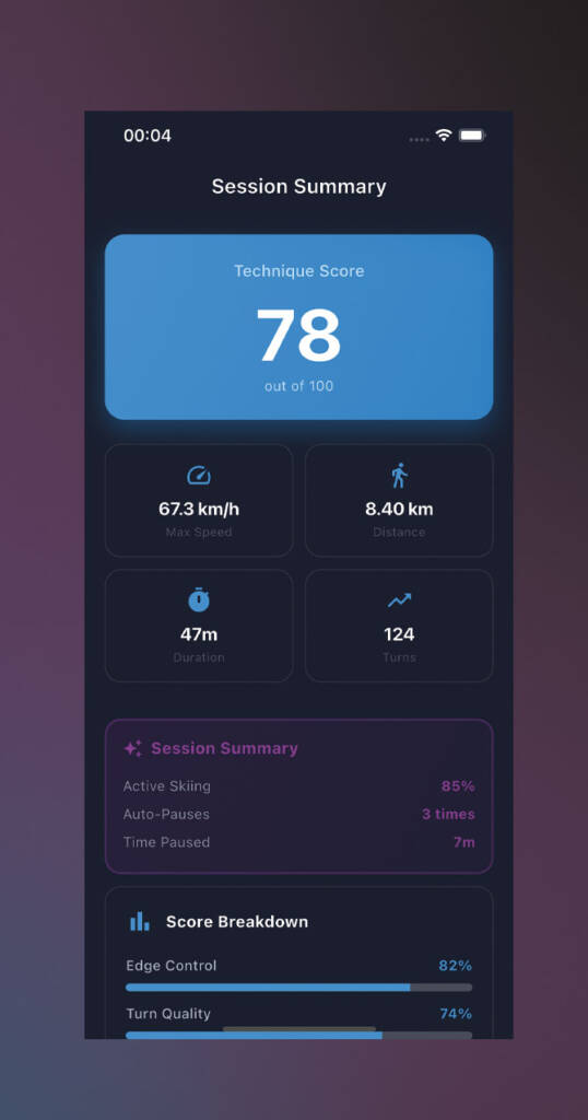 SkiCoach.App user interface