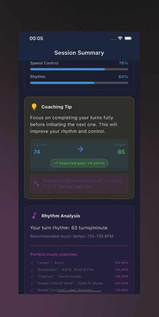 SkiCoach.App user interface