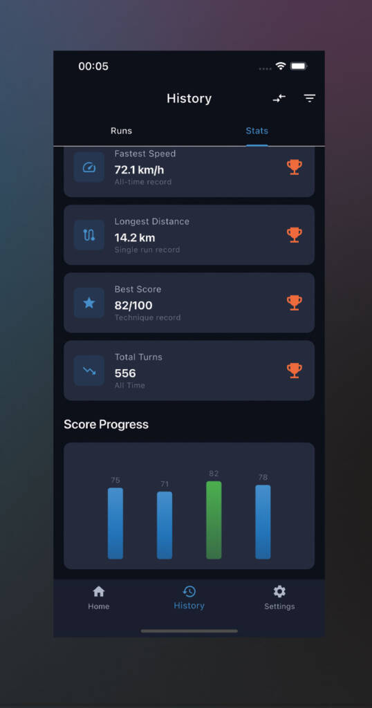 SkiCoach.App user interface