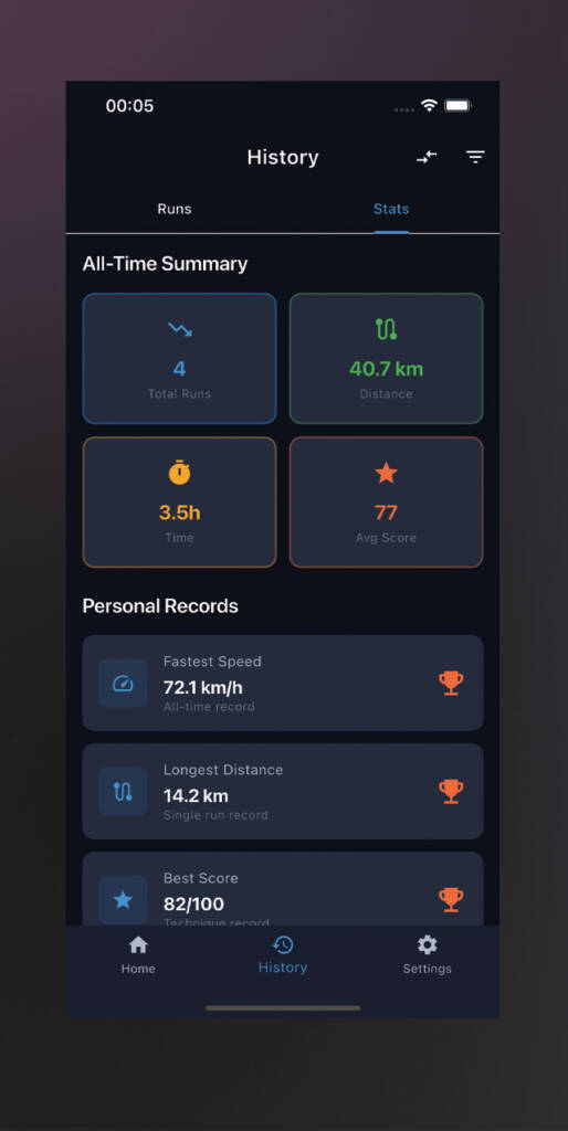 SkiCoach.App user interface