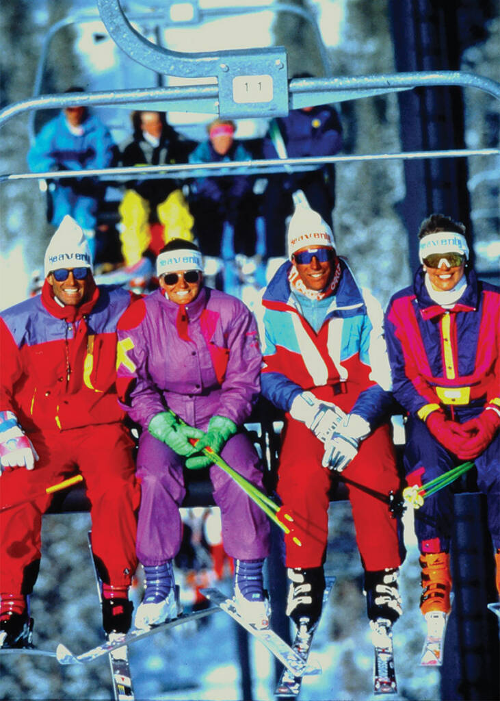 Group of skiers on chair lift