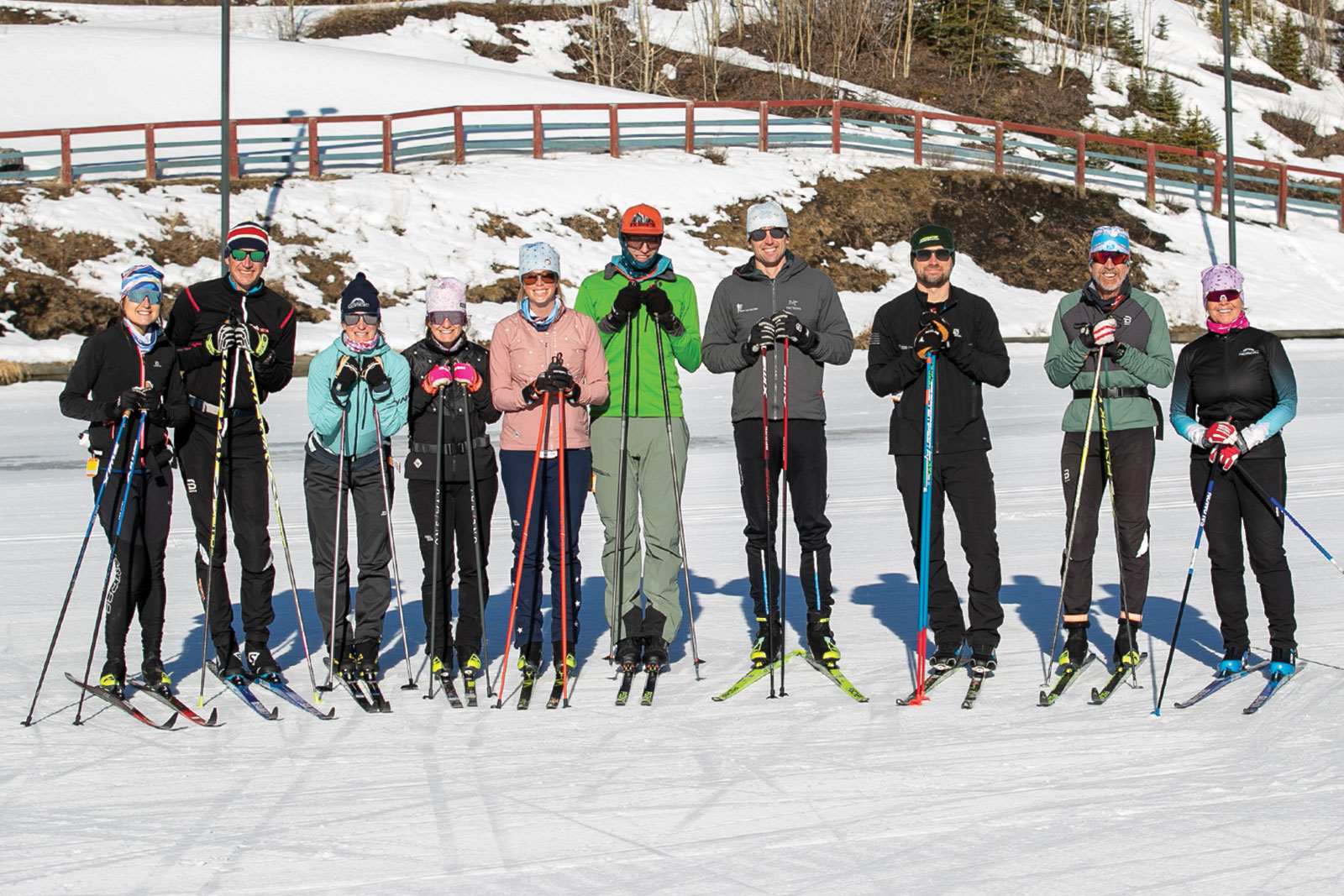Group of skiers posing for photo