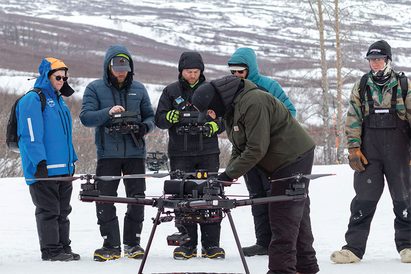 Team prepares the Drone Amplified MONTIS system for flight
