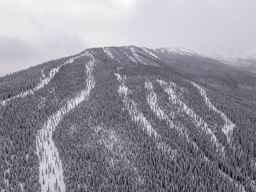 Ski trails on mountain resort