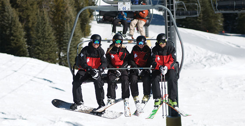 Ski patrol on ski lift